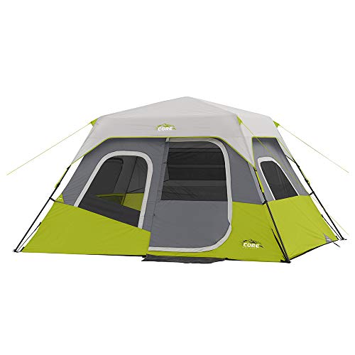 CORE 6 Person Instant Cabin Tent | Pop Up Tent with Easy 60 Second Camp Setup for Family Camping | Included Hanging Organizer for Outdoor Camp Accessories | Portable Tent for Camping with Carry Bag