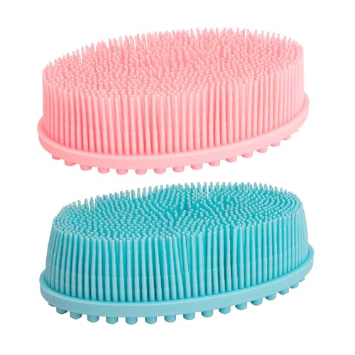 DNC Silicone Body Scrubber Exfoliating Bath Body Brush for Shower 2 Pack