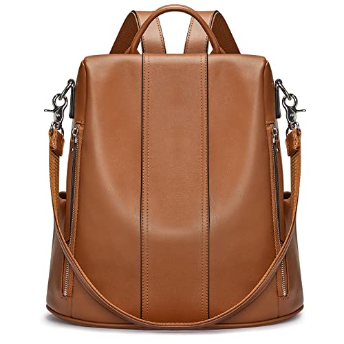 S-ZONE Leather Backpack Purses for Women Antitheft Soft Rucksack Ladies Shoulder Bag Medium