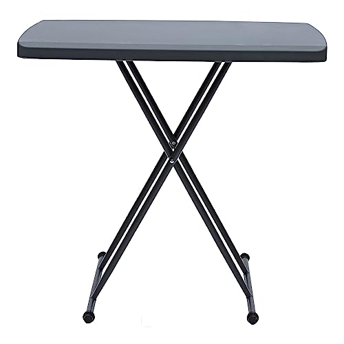 Iceberg IndestrucTable Classic Personal Folding Table, Heavy Duty Utility Table, Adjustable Height, Charcoal, 19.5” L x 30” W x 28' H