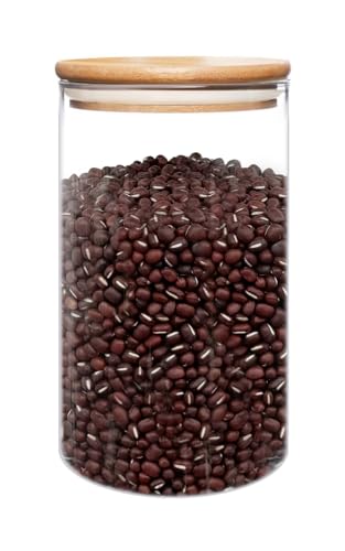 umieo 50oz (1400ml) Glass Jar with Lid Airtight Food Storage Container Bamboo Large Clear Canisters Hold Coffee Beans Candy Nuts Sugar