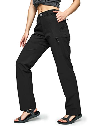 MIER Women's Quick Dry Cargo Pants Lightweight Tactical Hiking Pants, Stretchy and Water-Resistant, Black, 10, Casual