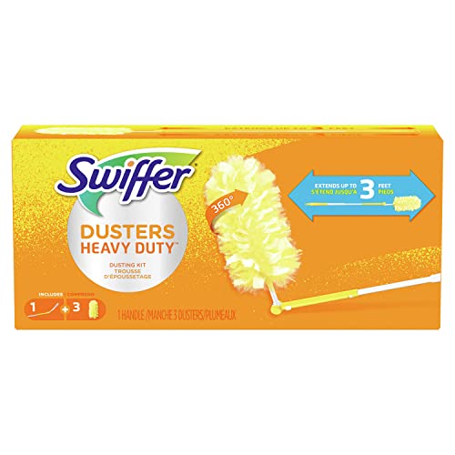 Swiffer Dusters Heavy Duty Extendable Handle Starter Kit (1 Handle, 3 Dusters)