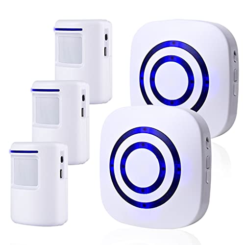 Motion Sensor Alarm,Wireless Driveway Alarm Indoor Home Security Business Detector Alert System -Monitor&Protect Property - 2 Receiver and 3 PIR Sensor-38 Chime Tunes