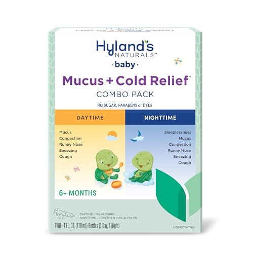 Hyland's Naturals Baby Mucus and Cold Relief, Day & Night Value Pack, Infant And Baby Cold Medicine, Decongestant And Cough Relief, 8 Fl Oz