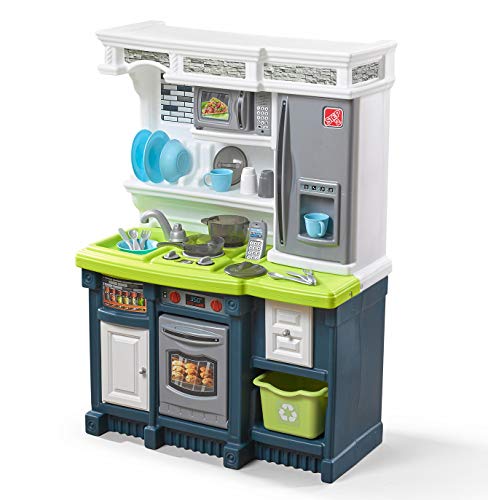 Step2 Lifestyle Custom Kitchen Set for Kids – Includes 20+ Toy Kitchen Accessories, Interactive Features for Realistic Pretend Play – Indoor/Outdoor Toddler Playset – Dimensions 41.5' x 28' x 14”