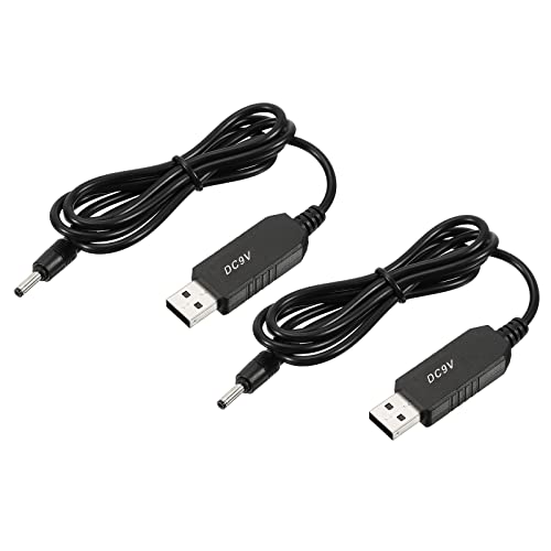 YOKIVE 2Pcs DC 5V to DC 9V USB Step Up Voltage Converter, Power Cable with DC Jack 3.5mm x 1.35mm, Great for Routers, Car Driving Recorder (Black, 6W 1A)