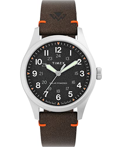 Timex Men's Expedition North Field Solar 36mm Watch - Brown Strap Black Dial Stainless Steel Case