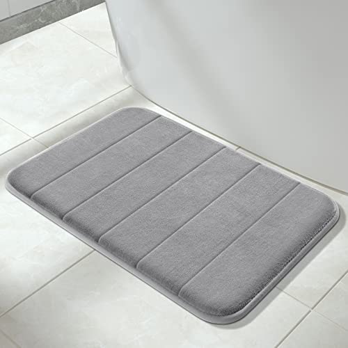 Yimobra Memory Foam Bath Mat Rug, 24 x 17 Inches, Comfortable, Soft, Super Water Absorption, Machine Wash, Non-Slip, Thick, Easier to Dry for Bathroom Floor Rugs, Gray