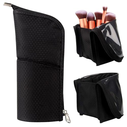 Makeup Brush Case Travel Makeup Brush Holder Makeup Brush Bag Professional Cosmetic Bag Artist Storage Bag Essentials Stand-up Foldable Makeup Cup Waterproof