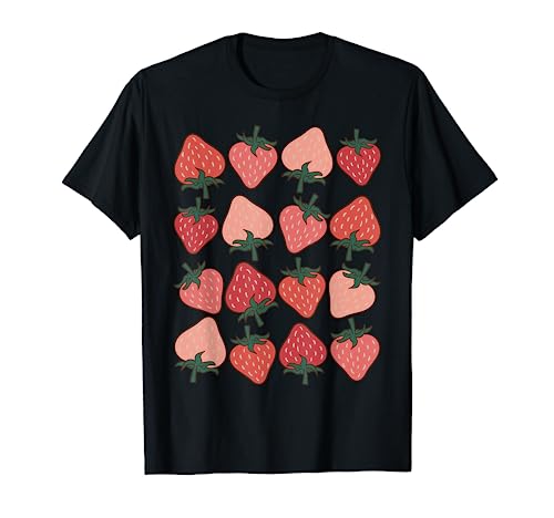 Strawberry Pattern Fruitarian Berry Strawberries Fruit Lover T-Shirt