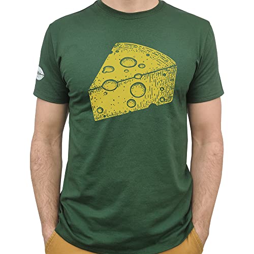 SCOBAR Green Bay Football Wisconsin Cheese T-Shirt, Hand-Drawn, Modern Fit, Printed in USA (Large)