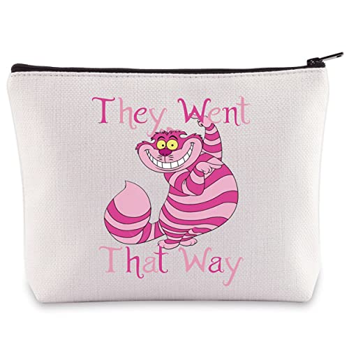 BWWKTOP Cheshire Cat Cosmetic Makeup Bag Cheshire Cat Fans Gifts They Went That Way Cat Zipper Pouch Bag For Movie Fans(Went That Way)