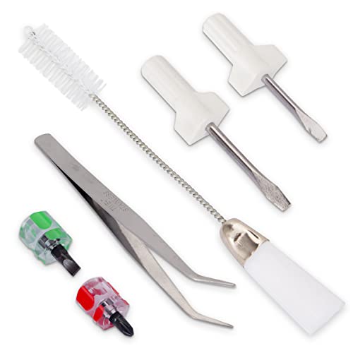 6 PCS Sewing Machine Cleaning Kit, Overlock & Serger Service/Repair Tool Kit - Set of Different Size Screwdrivers, 1 Tweezer and 1 Double Headed Lint Brush for Your Machine