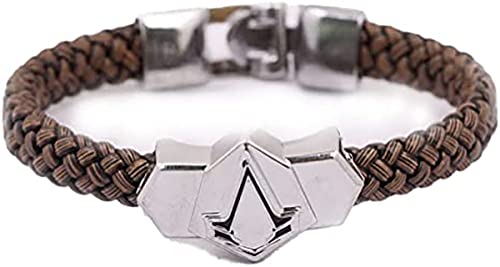 Diamrt Assassin's Creed PU Woven Leather Bracelet Alloy Wristband for Cosplay Decor