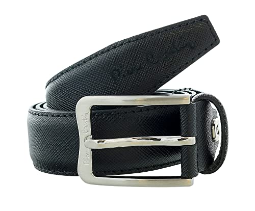 Pierre Cardin Black Textured Classic Silver D-Ring Adjustable Belt Adjustable Mens Belt-28 for Mens