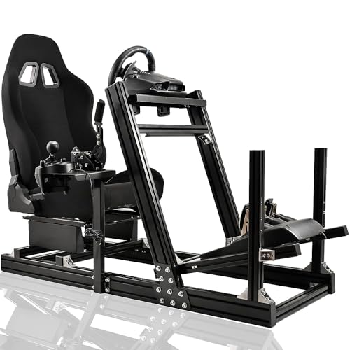 Marada Sim Racing Cockpit Wheel Stand Adjustable Aluminum Fit for Thrustmaster,Fanatec,Moza,Logitech,PXN Racing Frame with Seat, Not Include Steering Wheel,Pedals,Handbrake,Monitor
