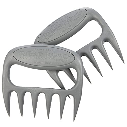 Bear Paws Meat Claws - The Original Meat Shredder Claws, USA Made - Easily Lift, Shred, Pull and Serve Meats - Ultra-Sharp, Ideal Meat Claws for Shredding Pulled Pork, Chicken, Beef and Turkey - Grey