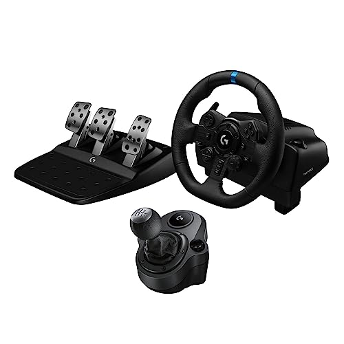 Logitech G Logitech G923 Racing Wheel and Pedals, TRUEFORCE Force Feedback Driving Force Shifter - Real Leather, For PS5, PS4, PC, Mac - Black