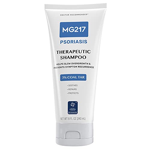 MG217 Psoriasis Shampoo with Coal Tar, Therapeutic Scalp Treatment, Controls Itching, Scaling, Flaking, Scale Buildup, Psoriasis Scalp Treatment, 3% Coal Tar Shampoo and Conditioner, 8floz