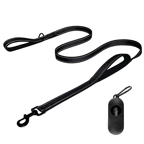Dog Leash, Heavy Duty Dog Leash, Leashes for Large Breed Dogs 1FT.2FT.5FT.6FT, Double Handle Dog Leash, Reflective Training Lead, Perfect for Medium to Large Dogs(Black)