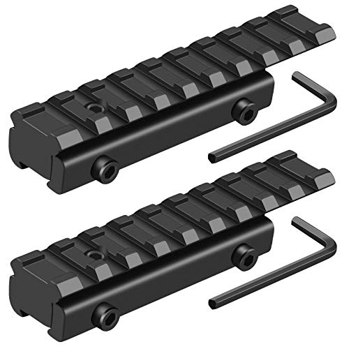 LONSEL Dovetail to Picatinny Rail Adapter 11mm Dovetail to 21mm Picatinny/Weaver Rail Convert Mount - Low Profile Scope Riser Rail Adaptor - Base Mount 3/8' to 7/8' Converter (2 Pack)