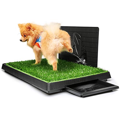 Hompet Dog Grass Pad with Tray Large, Puppy Turf Potty Reusable Training Pads with Pee Baffle, Artificial Grass Patch for Indoor and Outdoor Use, Ideal for Small and Medium Dogs (30'×20')