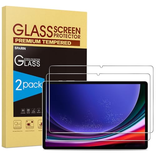 SPARIN Screen Protector for Samsung Galaxy Tab S9 Plus/S9 FE Plus/S7 FE 5G/S8 Plus 12.4'', 2 Pack HD Tempered Glass for galaxy Tablet S9 Plus/S9 FE Plus/S7 FE