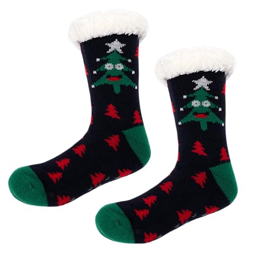 Kishawna Christmas Socks for Women Men Soft Warm Xmas Themed Pattern Printed Novelty Socks Casual Holiday Party Socks (E-Christmas Tree, One Size)