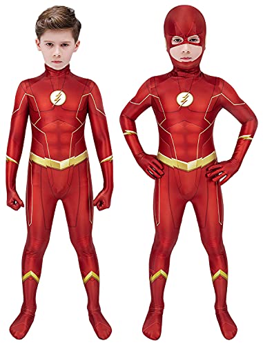 Bailu Halloween Kid feets Superhero Flash Costume Cosplay Toddler Suit Zentai Onesie Outfit Bodysuit Jumpsuit for Boys 7-8T, Kids-L(Height:51 inches-55 inches), BA-ZYLM09