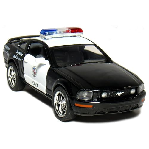 KiNSMART 2006 Ford Mustang GT Police Edition 5inch 1:38 Scale Die Cast Metal Toy Police Car with Pullback Action