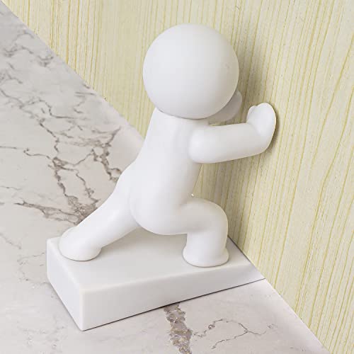 Cute Door Stopper, Decorative Door Stop, Protects Your Floors, White 1 Pack (Patented)