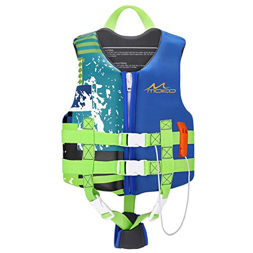MoKo Swimming Vest for Kids 46-77 lbs, Clearance Children Swim Vests Water Activity Equipment Cute Pattern Watersports Swimming Device for Toddlers Boys Girls, L Size - Indigo