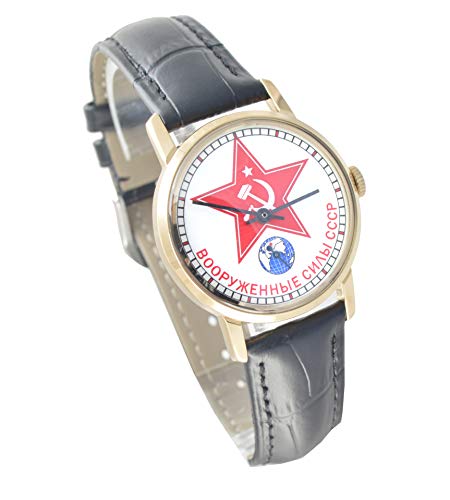 Pobeda Vintage ZIM Russian Mens Wrist Watch Antique Soviet USSR Watch (Classic Black Strap)