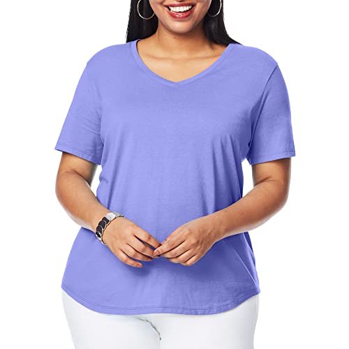 Just My Size Women's Plus-SizeShort Sleeve V-neck T-shirt