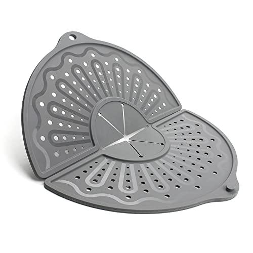 Silicone Splatter Screen For 10, 11 and 12 Inch Frying Pan, Foldable Splash Guard, Multi-Use Grease Splatter Guard/Trivet Mat, 12' Non-Stick Oil Splatter Guard, Dishwasher Safe, BPA Free, Gray