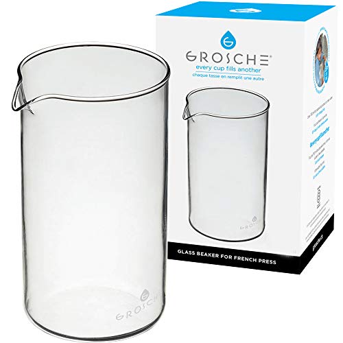 GROSCHE Borosilicate 3.3 Glass Universal Replacement Beaker for French Press Coffee and Tea Makers - Enhanced Coffee and Tea Brewing Experience (34.oz - Medium)