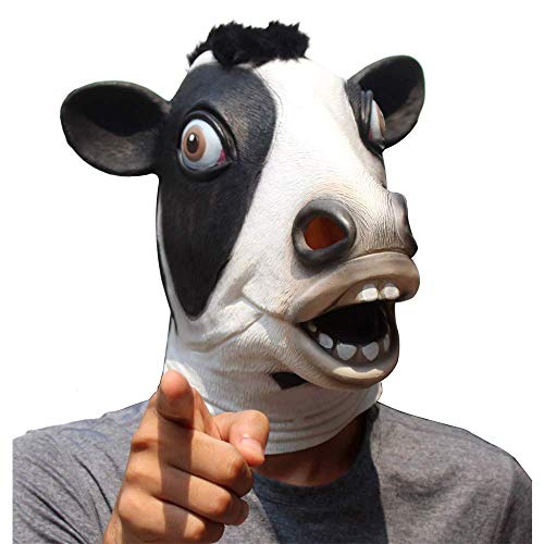 CreepyParty Animal Mask Cow Head Funny Masquerade For Adults Dressing Up Cow Masks (black)