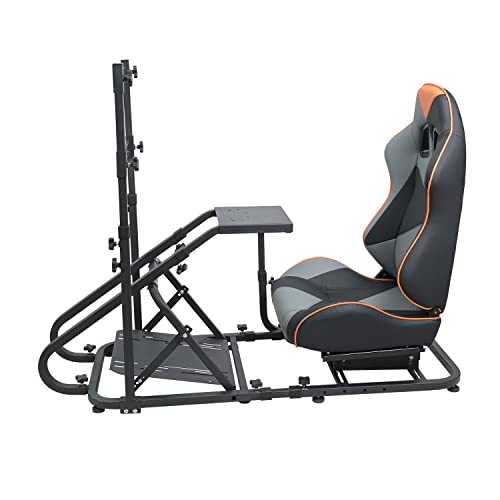 WTRAVEL Racing Simulator Cockpit with Wheel Stand and Racing Seat for All Logitech G920|G25|G27|G29| Thrustmaster | Compatible with Xbox One, PS4, PC Platforms (Black+Gray)
