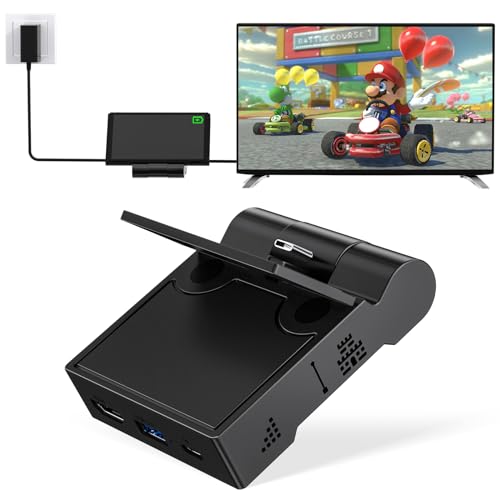 Switch Dock for NS Switch/Switch OLED, innoAura Switch Docking Station for TV with 4K HDMI, USB 3.0 and Type-C Charging Port, Foldable and Portable Switch Charging Stand