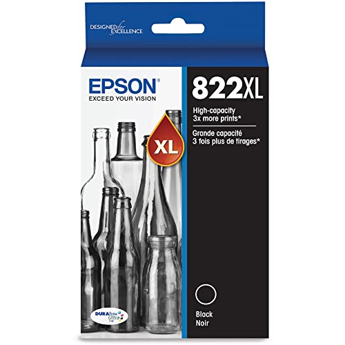 EPSON 822 DURABrite Ultra Ink High Capacity Black Cartridge (T822XL120-S) Works with WorkForce Pro WF-3820, WF-3823, WF-4820, WF-4830, WF-4833, WF-4834