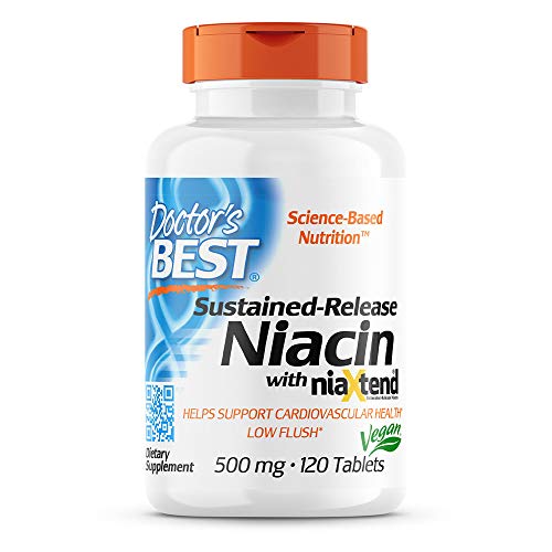 Doctor's Best TimeRelease Niacin with Niaxtend NonGMO Vegan Gluten Free 500 mg Tablets, 120 Count