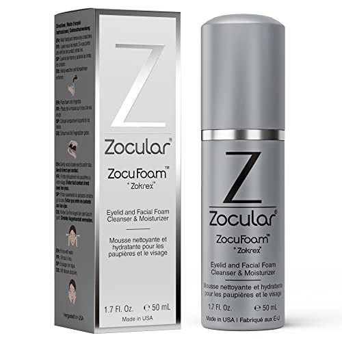 Zocular ZocuFoam Eyelid Cleanser - Foaming Eyelid Scrub - Natural pH Balanced Solution - 1.7 FL OZ (50mL)