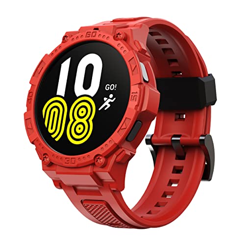 GELISHI Compatible with Galaxy Watch 5, Galaxy Watch 4 Band with Case 44mm Men Women, Rugged Protective Case Protector Military Sport Band for Galaxy Watch 5/4 44mm, Red