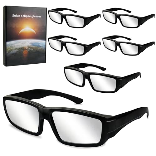 Solar Eclipse Glasses AAS Approved 2024 - ISO 12312-2:2015(E) & CE Certified,6 Pack Durable Plastic Eclipse Glasses for Direct Sun Viewing