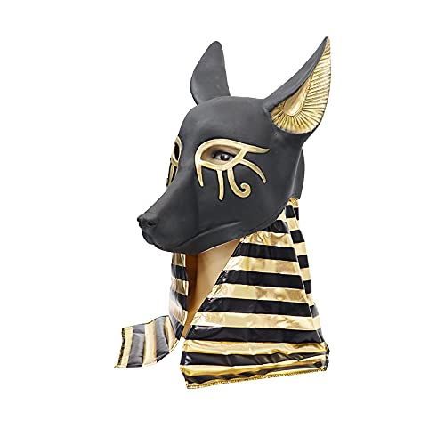 EraSpooky Anubis Adult Mask Latex Egypt The Jackal God Costume
