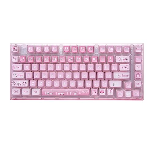 YUNZII X75 PRO 82 Key Wireless Hot Swappable Mechanical Gaming Keyboard with Transparent Keycaps,BT5.0/2.4G/USB-C, Gasket Mount Keyboard,for Windows/Mac (Kailh Jellyfish Switch, Wireless-Pink)