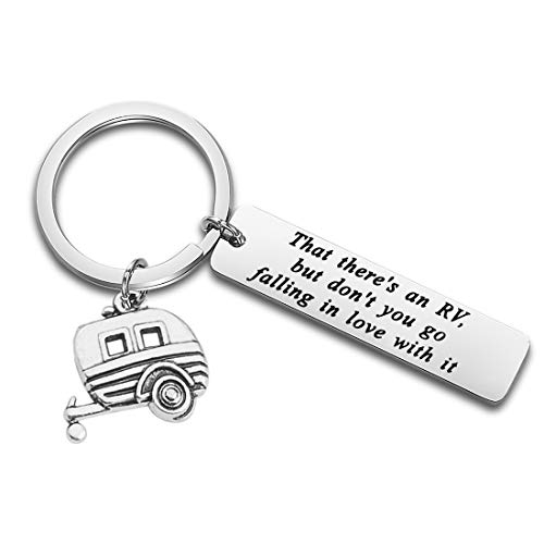 POTIY Happy Camper RV Keychain for Christmas Fan That There’s An RV Jewelry Cousin Eddie's RV Christmas Holiday (That There’s An RV Keychain)