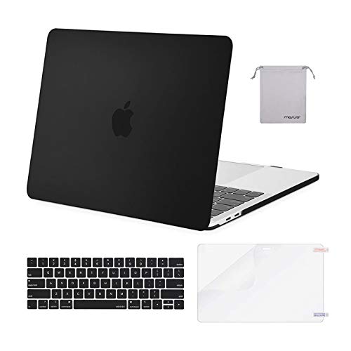 MOSISO Compatible with MacBook Pro 13 inch Case M2 2024, 2023, 2022-2016 A2338 M1 A2251 A2289 A2159 A1989 A1708 A1706, Plastic Hard Shell&Keyboard Cover&Screen Protector&Storage Bag, Black