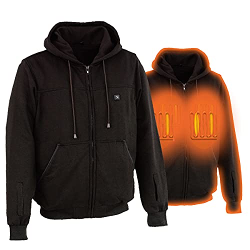 Nexgen Heat MPM1717DUAL Technology Men's “Fiery’’ Heated Hoodie- Black Sweatshirt Jacket for Winter w/Battery Pack - 5X-Large